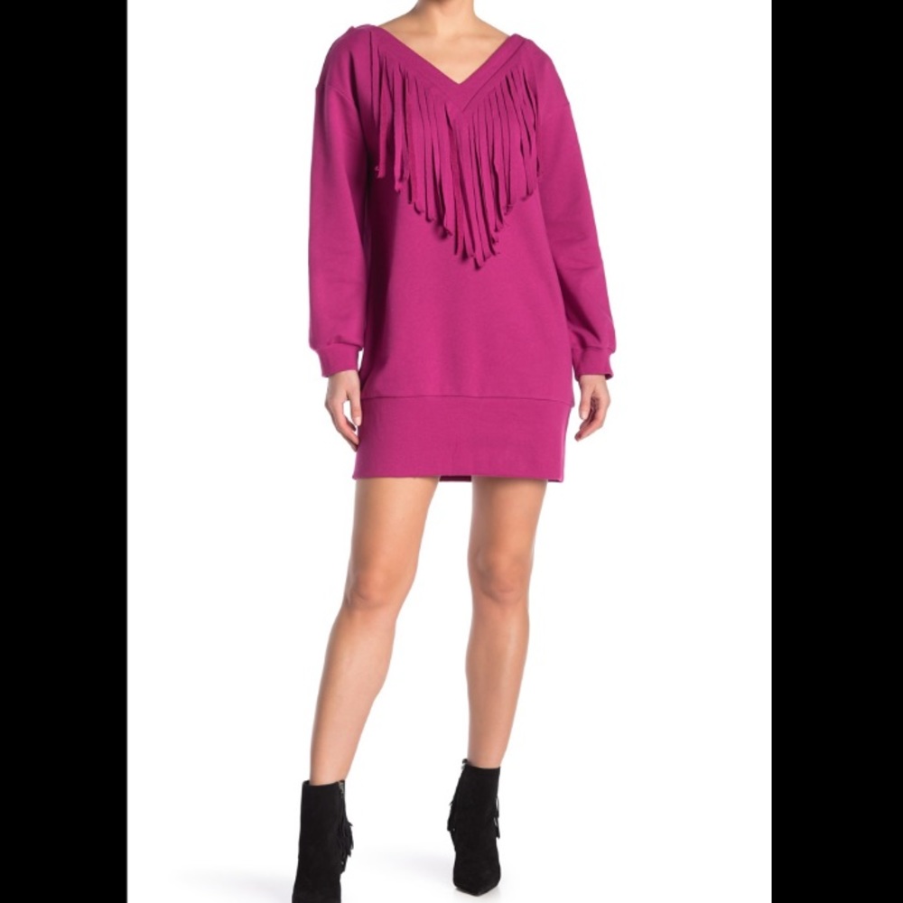 Tov fringe sweater mini dress